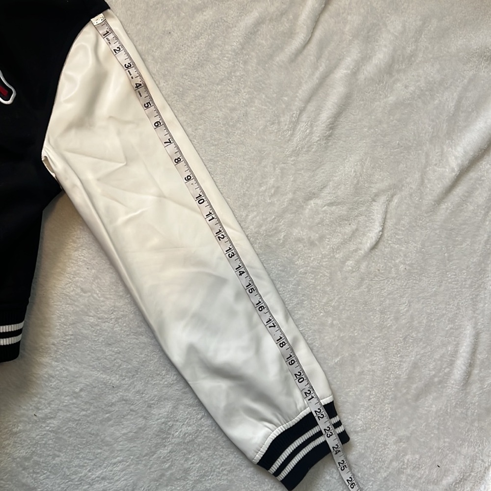 NWT True Religion True Varsity Jacket Black and Winter White Embroidered Detail - Picture 9 of 13